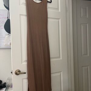 Elegant Brown Sleeveless with Open Back Dress